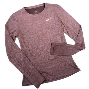 Nike Medalist Long Sleeve Running Shirt Pink Mauve